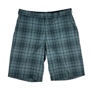 Nike Golf Shorts Mens 34 Tour Performance Gray‎ Black Plaid Stretch Dri-Fit